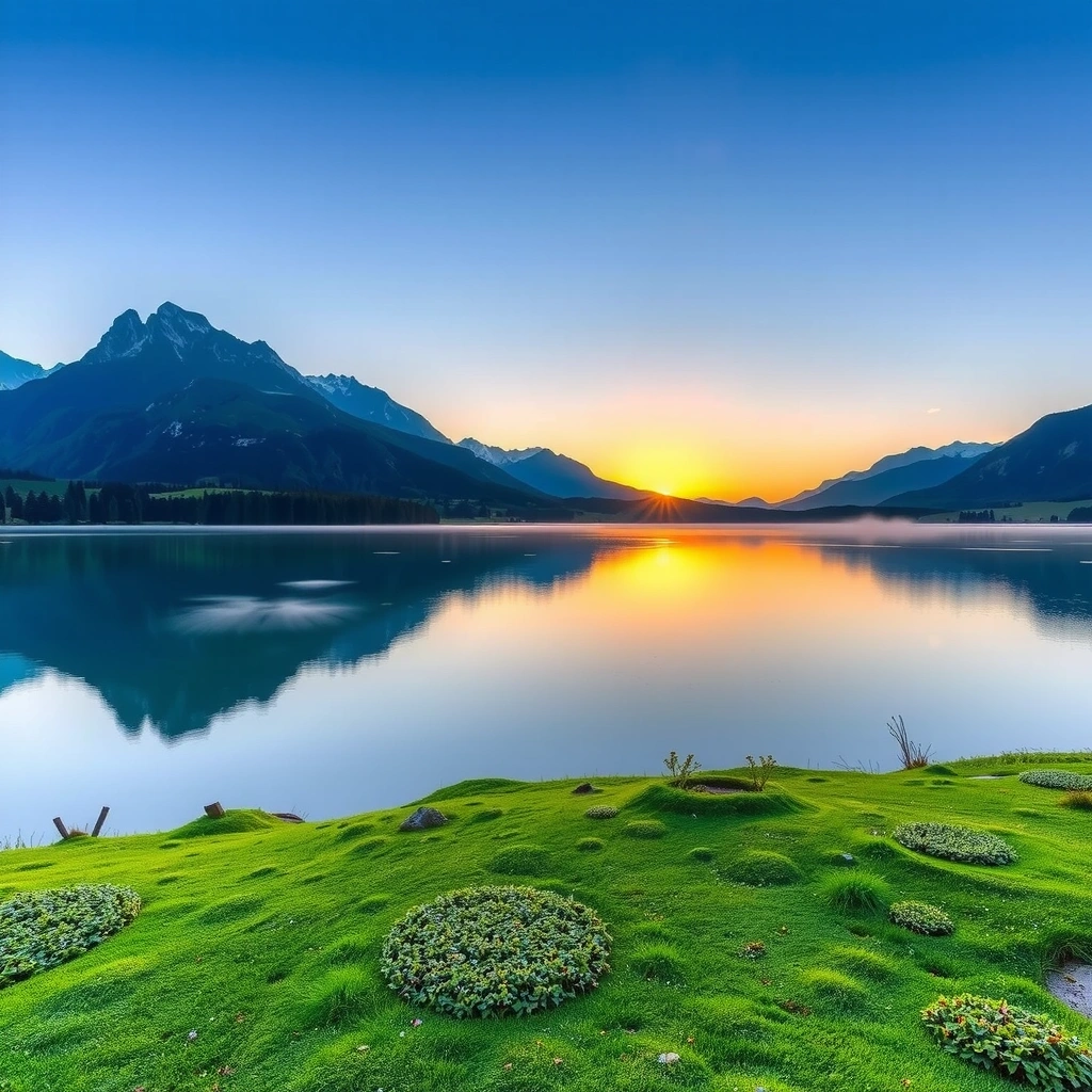 Alpine landscape at sunrise in Klagenfurt region